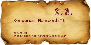 Korponai Manszvét névjegykártya